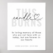 Hart Deze Kaars Brandt In Geheugen Trouwbord Poster (Voorkant)