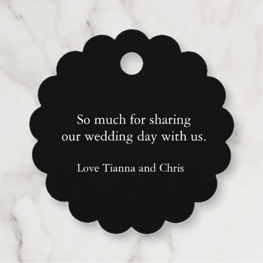 Hart diamanten op zwart dank u bruiloft bedankjes labels (Achterkant)