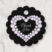 Hart diamanten op zwart dank u bruiloft bedankjes labels (Voorkant)