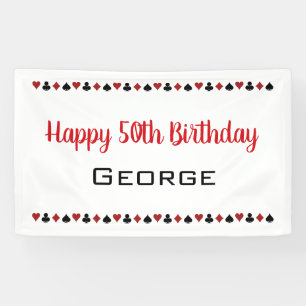 Hart Diamond Spade Club Casino Verjaardag Spandoek