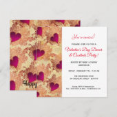 Hart Dinner & Cocktails Valentijnsdag Uitnodiging (Voorkant / Achterkant)