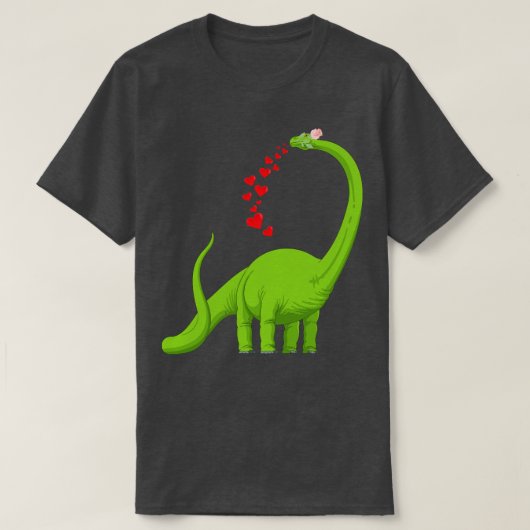 Hart Dinosaur Brachiosaurus Schattigee Valentijnsd T-shirt (Design voorkant)