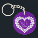 Hart dochter 21st verjaardagscadeau  sleutelhanger<br><div class="desc">diamantgrafisch effect op de paarse keepomwille sleutelhanger. Perfect om een extra speciaal cadeau voor uw dochter op speciale 21e verjaardag,  zoals een auto te laten zien of kan met uw eigen woorden worden aangepast. Exclusief design van Sarah Trett voor www.mylittleeden.com op Zazzle.</div>
