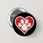 Hart Dog Paw (Donker) Ronde Button 5,7 Cm (Voorkant /achterkant)