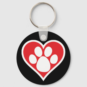 Hart Dog Paw (Donker) Sleutelhanger