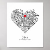 Hart-Doha-hoofdkaart (Qatar) Poster (Voorkant)