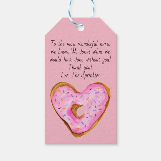 Hart Donut Dank Je Wel Verpleegster Cadeaulabel (Voorkant)