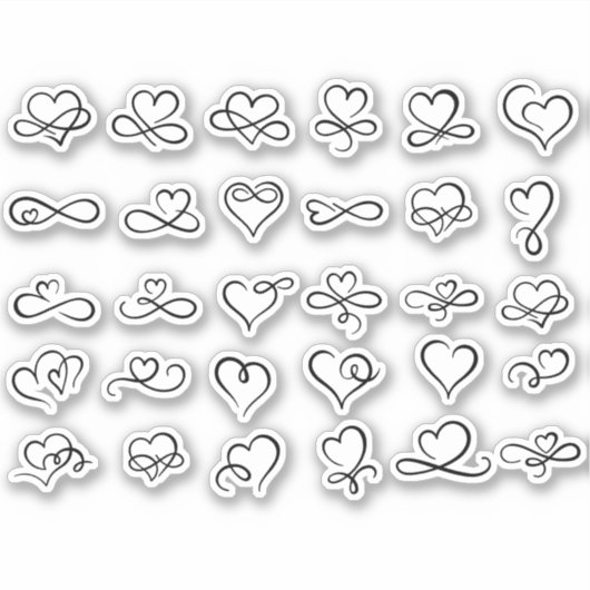 Hart Doodles Esthetisch Scrapbook Ambachtstickers Sticker (Voorkant)