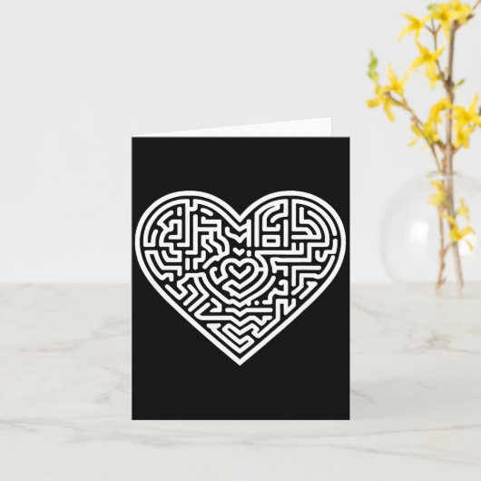 Hart Doolhof Valentijn Kaart (Gele Bloem)