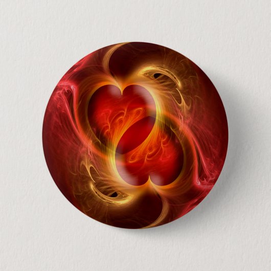 Hart door hart in liefde ronde button 5,7 cm (Voorkant)