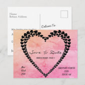 Hart door hart Roze Waterverf Briefkaart (Voorkant / Achterkant)