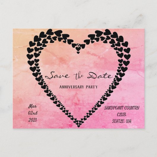 Hart door harten Roze Watercolor Postkaart (Voorkant)