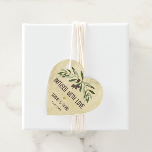 Hart doordrenkt met liefde Olijfolie Rustieke brui Bedankjes Labels (In situ)