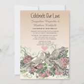 Hart Doves Roos Roze Romance Bruiloft Kaart (Voorkant)