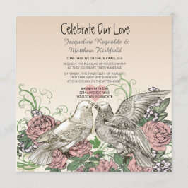 Hart Doves Roos Roze Romance Bruiloft Kaart