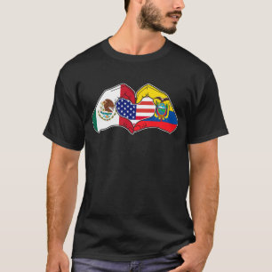 Hart draagt Mexico, Ecuador en de VS. T-shirt