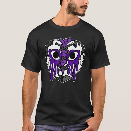 Hart drogen met patches Retro Dark Iris 3s overeen T-shirt (Voorkant)