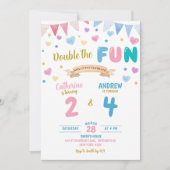 Hart Dubbele Viering Jongen Meisje Joint Verjaarda Kaart (Voorkant)