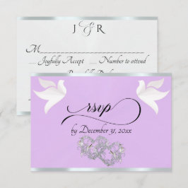 Hart, Duiven & Lint - Lavendel/Zilver RSVP Kaartje