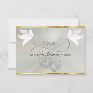 Hart, Duiven & Lint - Pastel Salie/Zilver RSVP Kaartje