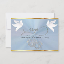 Hart, Duiven & Lint - Pastelblauw/Zilver RSVP Kaartje