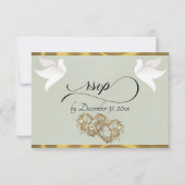 Hart, Duiven & Lint - Sage Parel/Goud RSVP Kaartje (Voorkant)