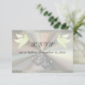 Hart, Duiven & Lint - Wit/Zilver RSVP Kaartje (Staand voorkant)