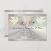 Hart, Duiven & Lint - Wit/Zilver RSVP Kaartje (Voorkant / Achterkant)