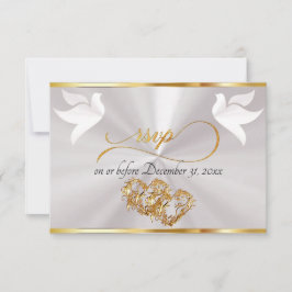 Hart, Duiven & Lint - Witte Parel/Goud RSVP Kaartje
