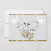 Hart, Duiven & Lint - Zilver Parel/Goud RSVP Kaartje (Voorkant)