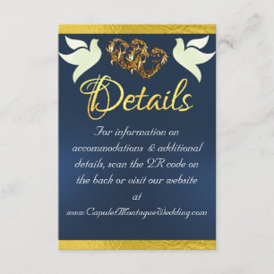 Hart & Duiven, QR Code - Blauw/Goud Informatiekaartje