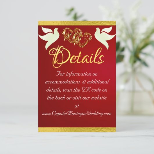 Hart & Duiven, QR-code - Crimson/Gold Informatiekaartje (Staand voorkant)