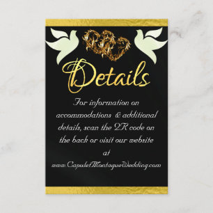 Hart & Duiven, QR Code - Zwart/Goud Informatiekaartje