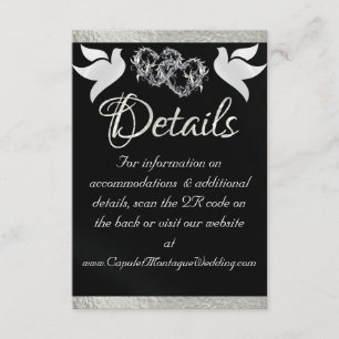 Hart & Duiven, QR Code - Zwart/Zilver Informatiekaartje