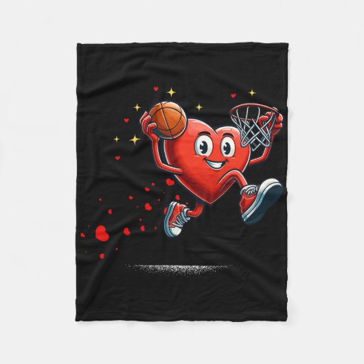 Hart Dunking Valentijnsdag Basketbal Kinderen  Fleece Deken (Voorkant)
