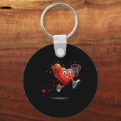 Hart Dunking Valentijnsdag Basketbal Kinderen Sleutelhanger (Voorkant)
