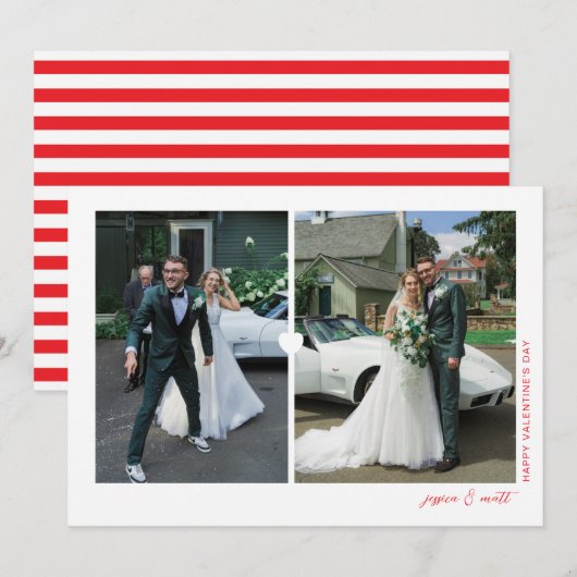 Hart Duo Witte Valentijnsdag Fotocard Feestdagenkaart (Voorkant / Achterkant)