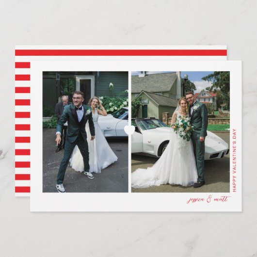 Hart Duo Witte Valentijnsdag Fotokaart Feestdagenkaart (Voorkant / Achterkant)