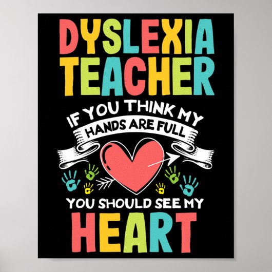 Hart Dyslexie Leraar Bewustzijn Dyslexie Onderwijs Poster (Voorkant)