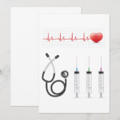 Hart ECG-monitor met stethoscoop en spuiten Kaart (Voorkant / Achterkant)