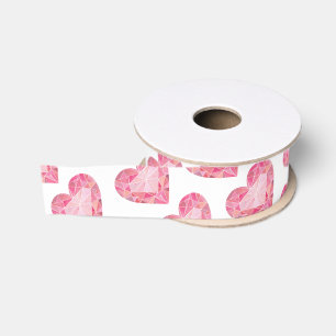 Hart Edelsteen Glam Diamant Roze Watercolor Kunst Grosgrain Lint
