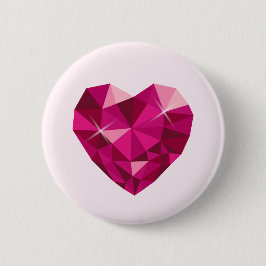 Hart edelsteen ronde button 5,7 cm
