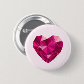 Hart edelsteen  ronde button 5,7 cm (Voorkant /achterkant)