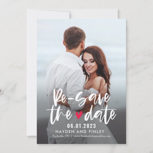 Hart EDITABLE KLOR laden de datumkaart terug Save The Date (Voorkant)