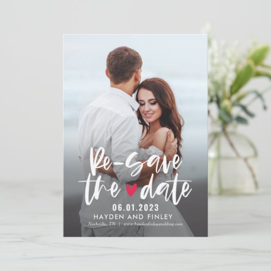 Hart EDITABLE KLOR laden de datumkaart terug Save The Date (Staand voorkant)