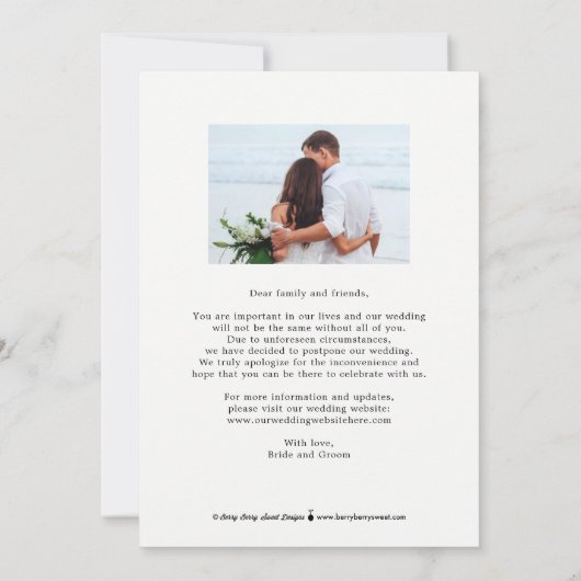 Hart EDITABLE KLOR laden de datumkaart terug Save The Date (Achterkant)