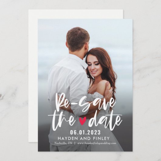 Hart EDITABLE KLOR laden de datumkaart terug Save The Date (Voorkant / Achterkant)