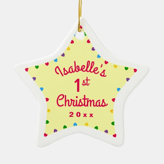 Hart Eerste Kerstcadeau voor eerste baby Keramisch Ornament (Voorkant)