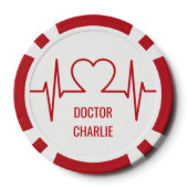 Hart EKG aangepaste naam & beroep poker chips (Achterkant)