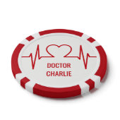 Hart EKG aangepaste naam & beroep poker chips (Bovenkant)